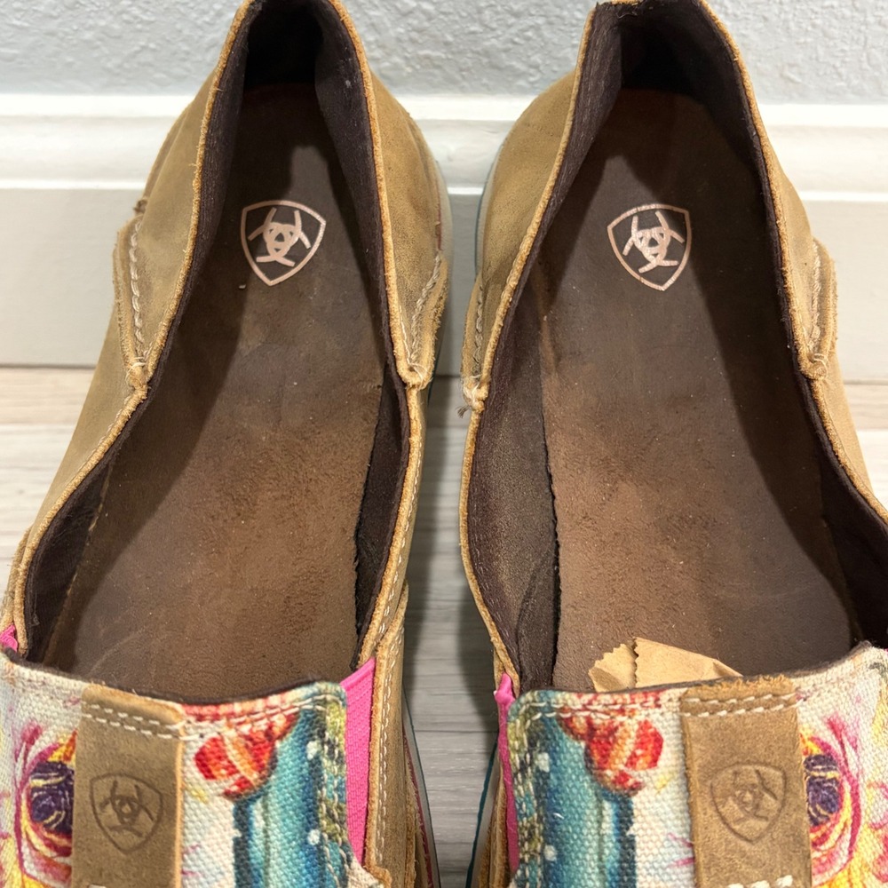 Ariat Cruiser Womens 9.5B Tan Leather Cactus Floral Slip On Loafers 10029748 - Picture 3 of 10